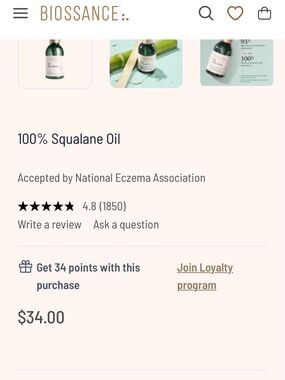 Biossance 100% Squalane Oil 100ML BNIB